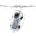 Insta360 X4 Invisible Dive Case submerged in water showcasing its waterproof design and camera protection