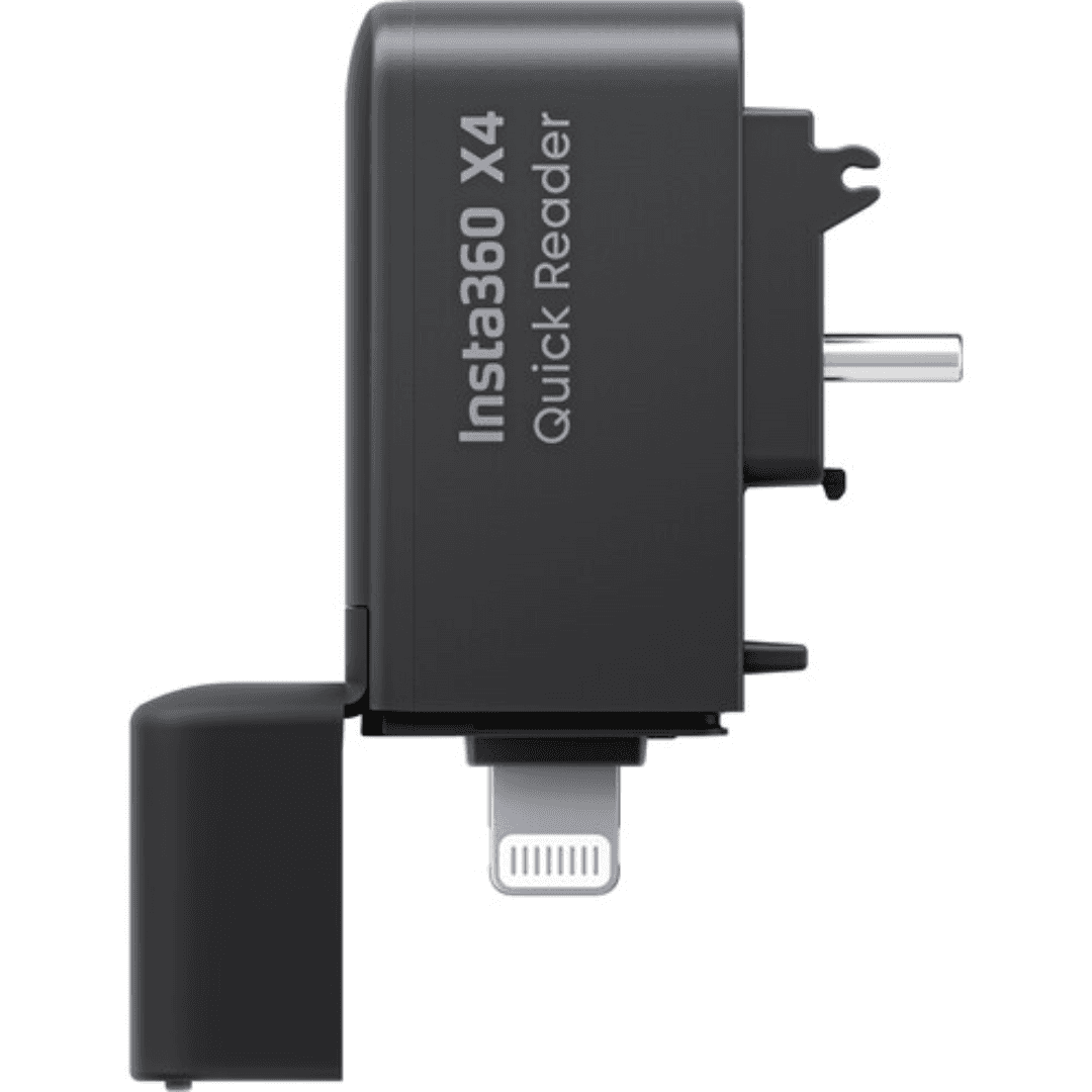 Insta360 X4 Quick Reader with USB-C and Lightning connectors for easy data transfer