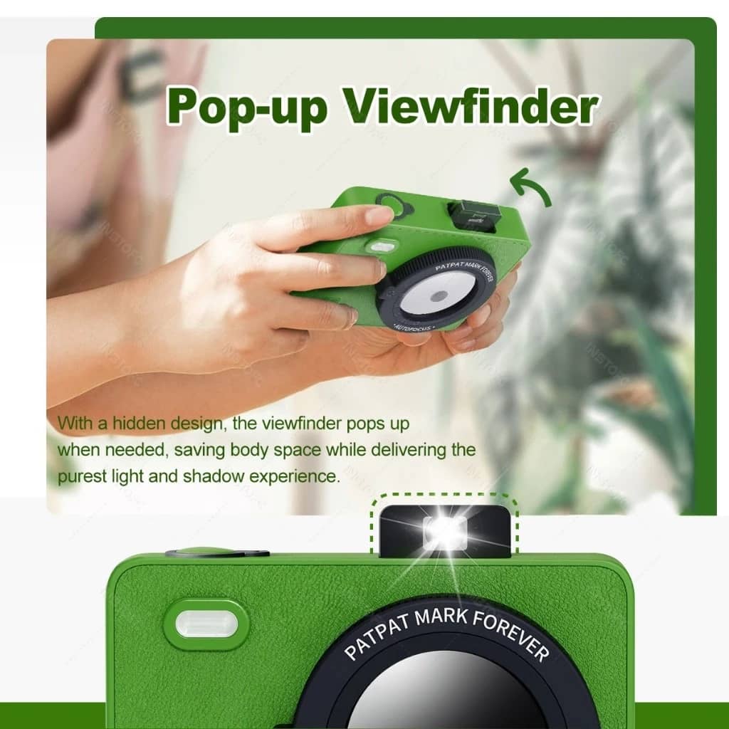 Green Instant Photo Print Camera with Pop-up Viewfinder for capturing memories easily