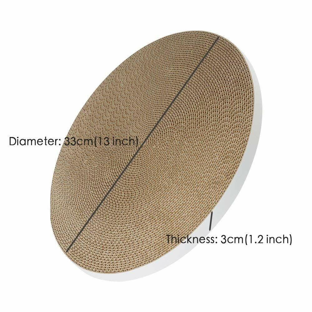 VMIDirect round interactive cat scratch pad made of durable corrugated cardboard with 13 inch diameter