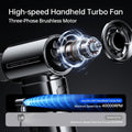 JISULIFE chrome handheld fan with high-speed turbo and three-phase brushless motor