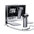JISULIFE chrome handheld fan set with sleek design and portable features for on-the-go cooling