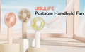 FA21 Portable Handheld Fan available in pink, beige, and white for convenient cooling anywhere