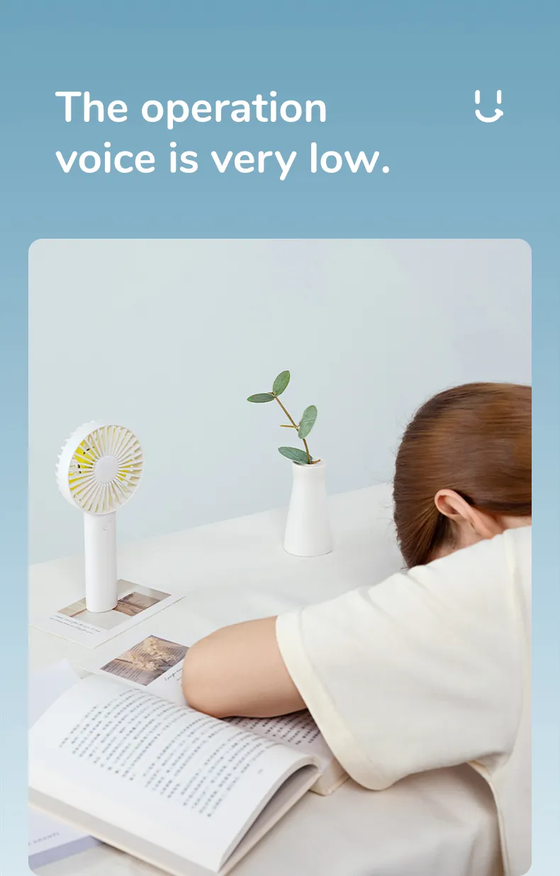 FA21 Portable Handheld Fan with a low operation voice, suitable for quiet spaces and personal use