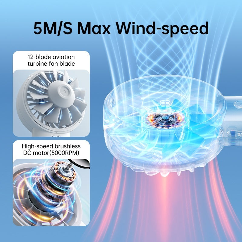 Jisulife life 4 strong wind fan with 12-blade turbine and high-speed brushless motor for powerful airflow