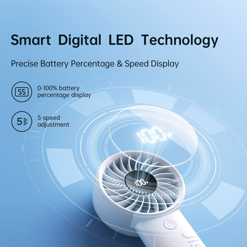 Jisulife life 4 strong wind fan handheld fan with smart digital LED battery and speed display
