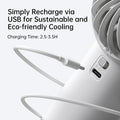Jisulife life 4 strong wind fan handheld fan with USB recharge port and charging cable