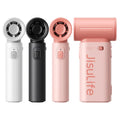 JISULIFE Life 9 fan handheld portable fan in white black and pink with foldable design
