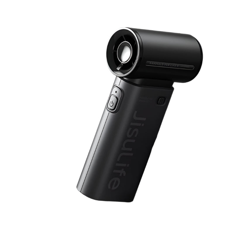Black JISULIFE Life 9 fan handheld portable fan with power button by VMIDirect