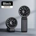 Black Jisulife mini fan portable handheld fan with 3600mAh battery by VMIDirect