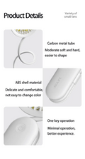 Mini portable fan USB rechargeable with carbon metal tube and ABS shell for easy shaping and durability