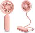 Pink handheld mini portable fan USB rechargeable with flexible clip and detachable design