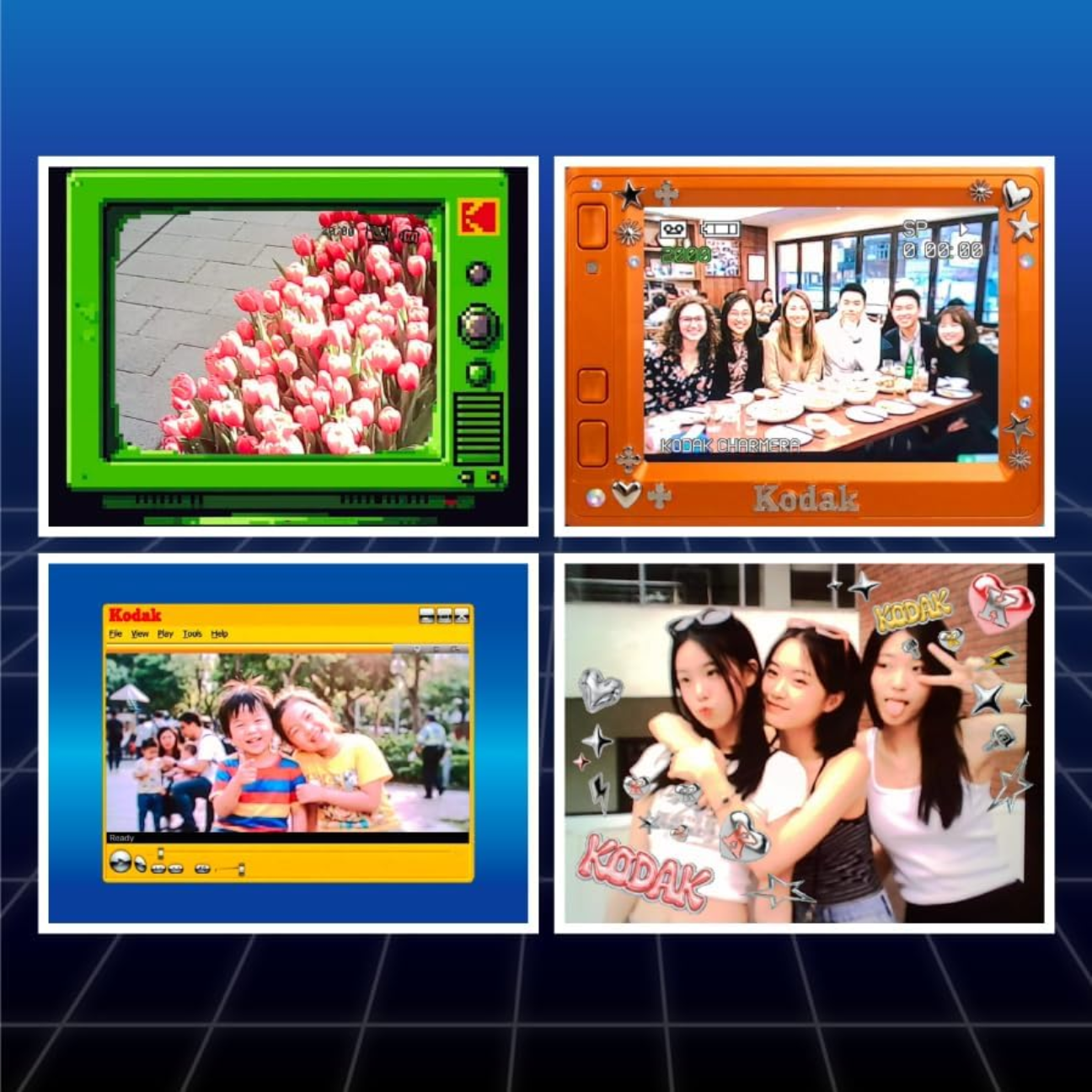 CHARMERA Keychain Digital Camera with Colorful Screens Displaying Various Images and Friends