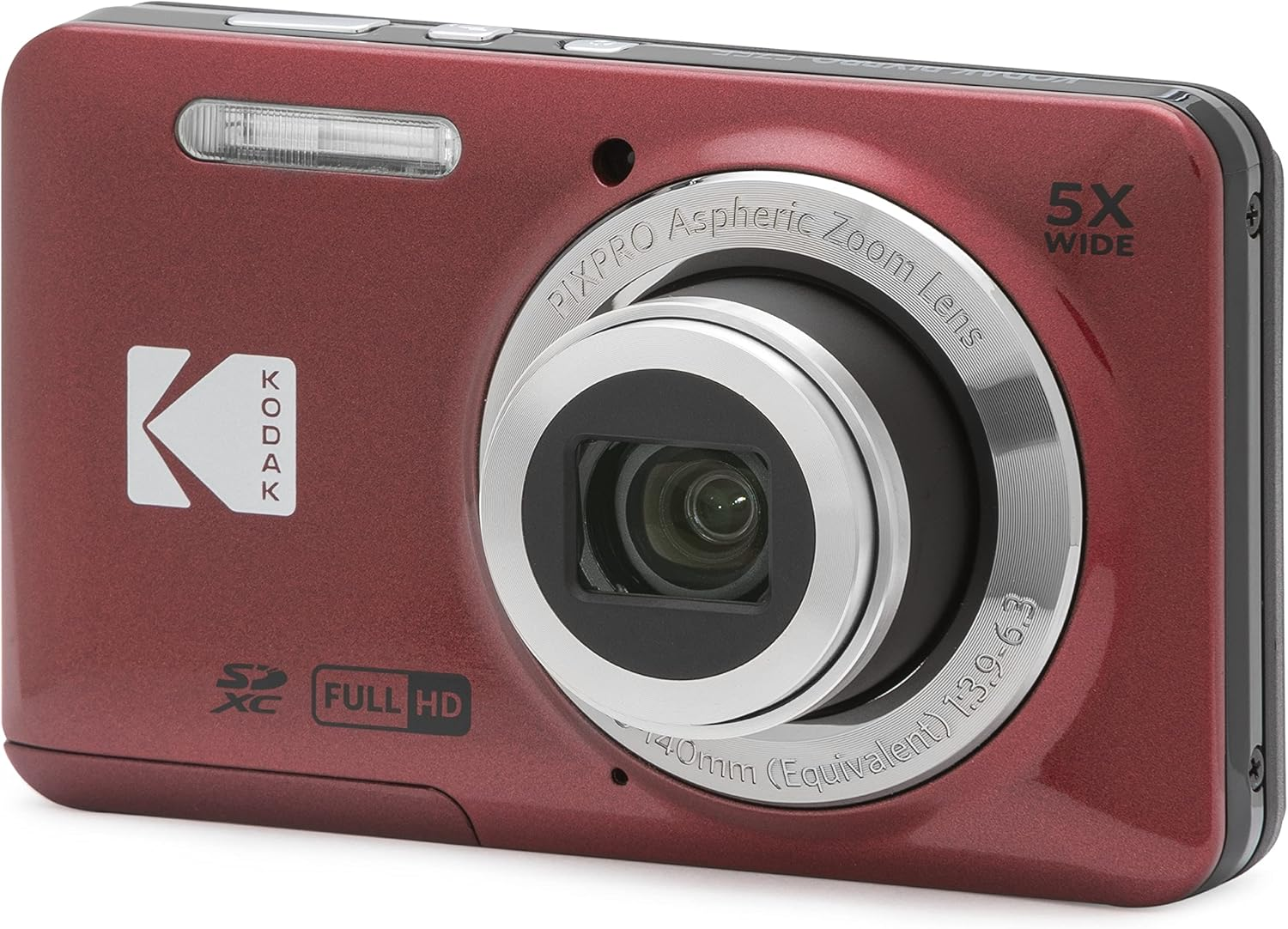 VMI Direct PIXPRO FZ55 Digital Camera in red with 5x wide aspheric zoom lens and Full HD capabilities