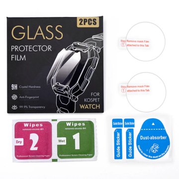 KOSPET Screen Protector with cleaning wipes and guide stickers for easy application on smartwatches