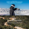 KOSPET Tank M3 Ultra Smartwatch on a skier's wrist in a snowy landscape for outdoor adventurers