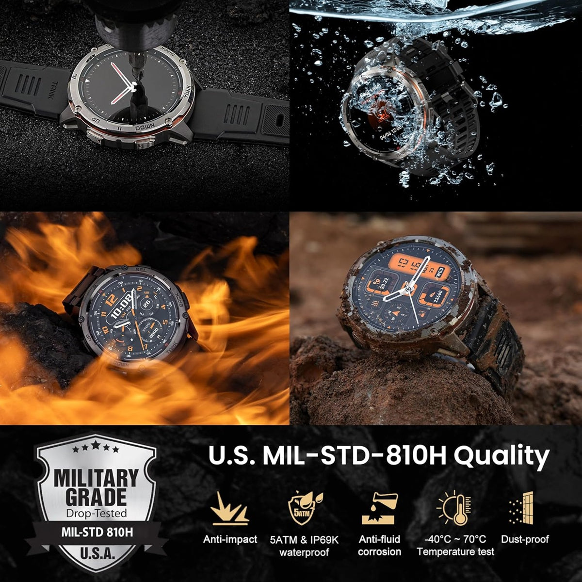 KOSPET TANK T3 ULTRA 2 smartwatch with military-grade quality, waterproof, and extreme temperature resistance
