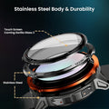 Close-up view of KOSPET TANK T3 ULTRA 2 smartwatch showcasing stainless steel body and durable Corning Gorilla Glass 3