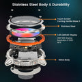 Exploded view of KOSPET TANK T3 Ultra GPS smartwatch showcasing stainless steel body and 1.43 AMOLED display