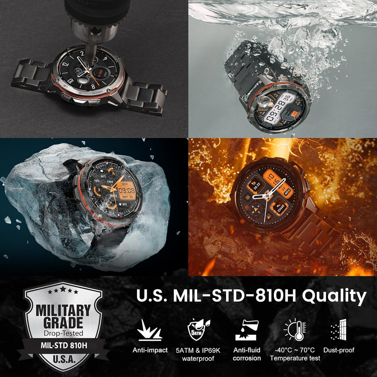 KOSPET TANK T3 Ultra GPS smartwatch with military-grade durability and waterproof features