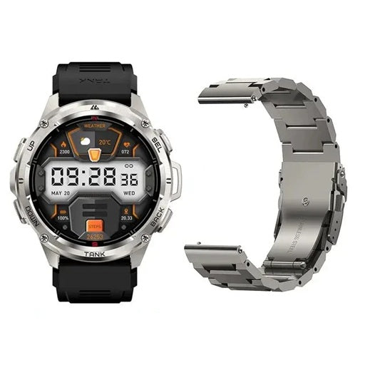 KOSPET TANK T3 Ultra GPS smartwatch with metal and rubber bands for outdoor enthusiasts