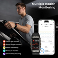 KOSPET Tank X2 waterproof smartwatch showcasing health monitoring features and user in an active setting