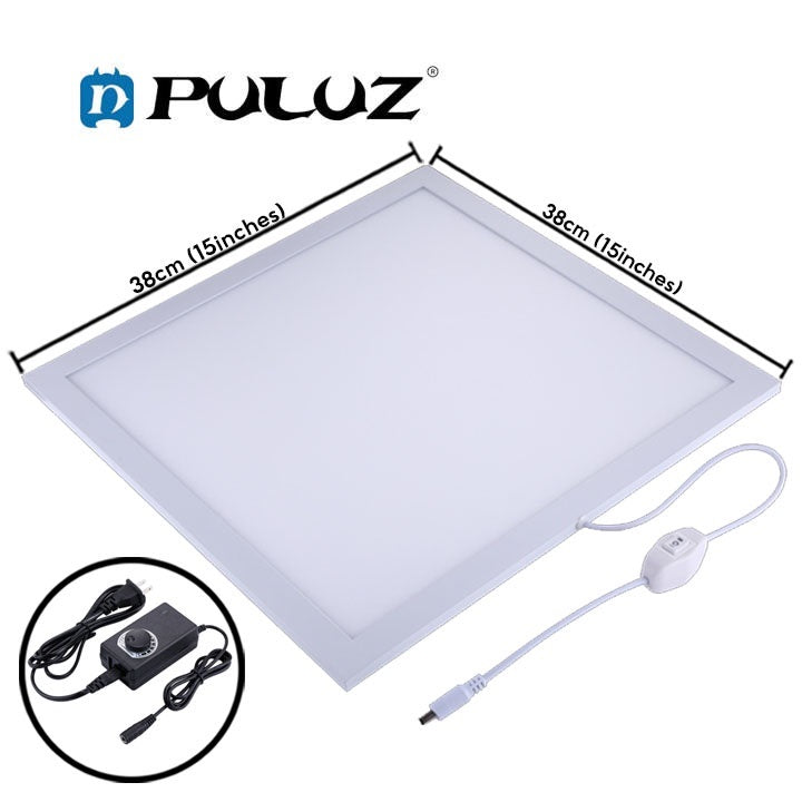 LED light panel for photography in 15-inch size with power adapter and control switch