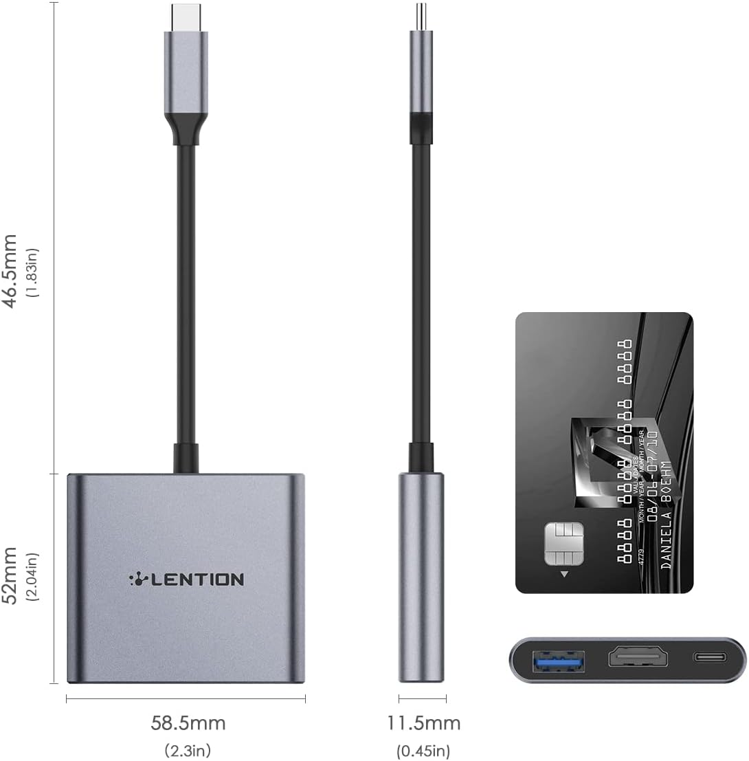 LENTION 3-in-1 USB C adapter with multiple connectors for enhanced device connectivity