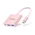 LENTION 3-in-1 USB C adapter in pink for easy connectivity with multiple devices