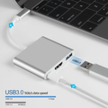 LENTION 3-in-1 USB C adapter connected to a laptop with USB devices for fast data transfer