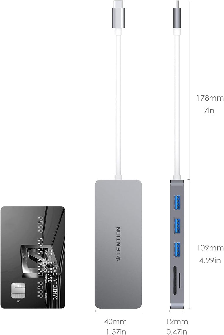 LENTION C15 Adapter for Samsung Galaxy Book with multiple USB ports and SD card reader