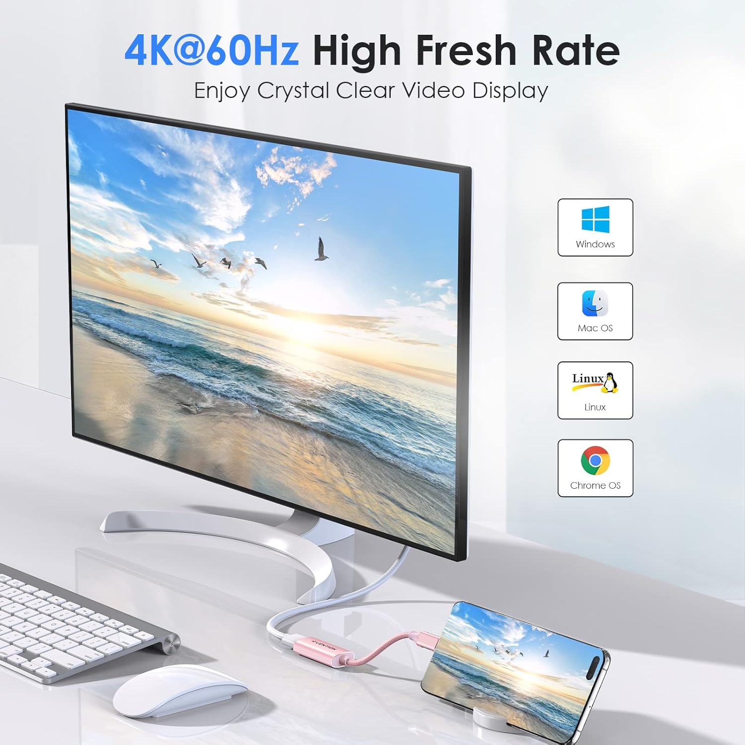 LENTION CU607 HDMI Converter for 4K@60Hz High Fresh Rate Video Display with Windows and Mac compatibility