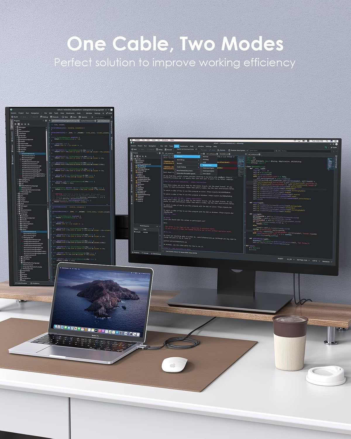 LENTION CU707H Type C 3.1 network hub connecting a laptop to dual monitors for improved work efficiency