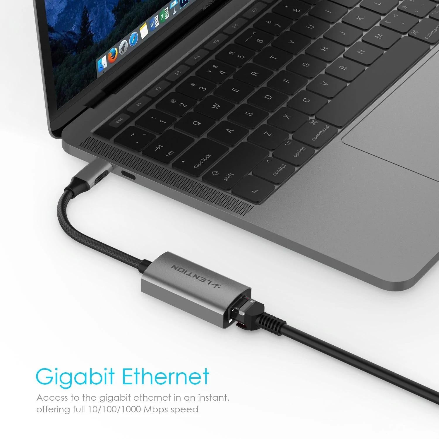 USB Hub with Gigabit Ethernet LAN converter Type-C for fast internet connection
