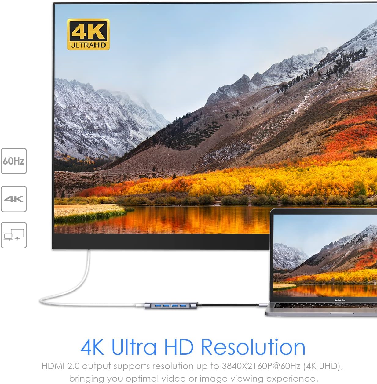 USB C hub with HDMI and Ethernet for 4K Ultra HD video output and seamless connectivity