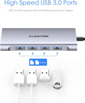 Lention USB C hub with HDMI and Ethernet featuring 4 USB 3.0 ports for high-speed data transfer
