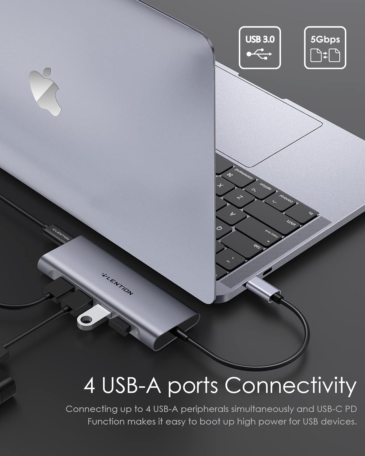 USB C hub with HDMI and Ethernet featuring 4 USB-A ports for versatile connectivity