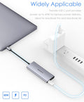 USB C hub with HDMI and Ethernet for power delivery and connections on laptops