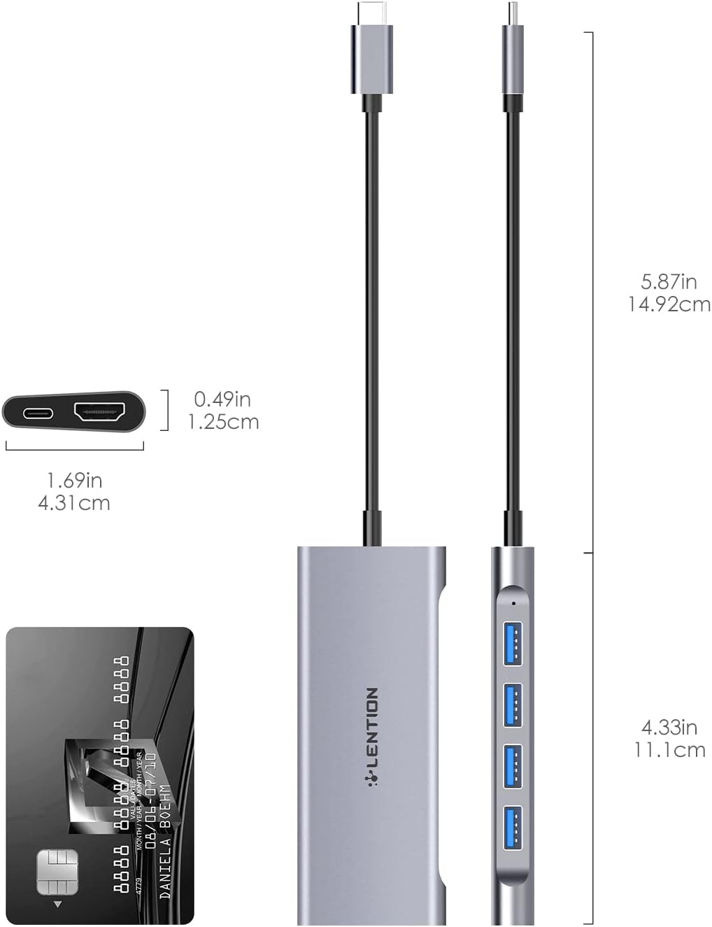 USB C hub with HDMI and Ethernet featuring multiple USB ports for versatile connectivity