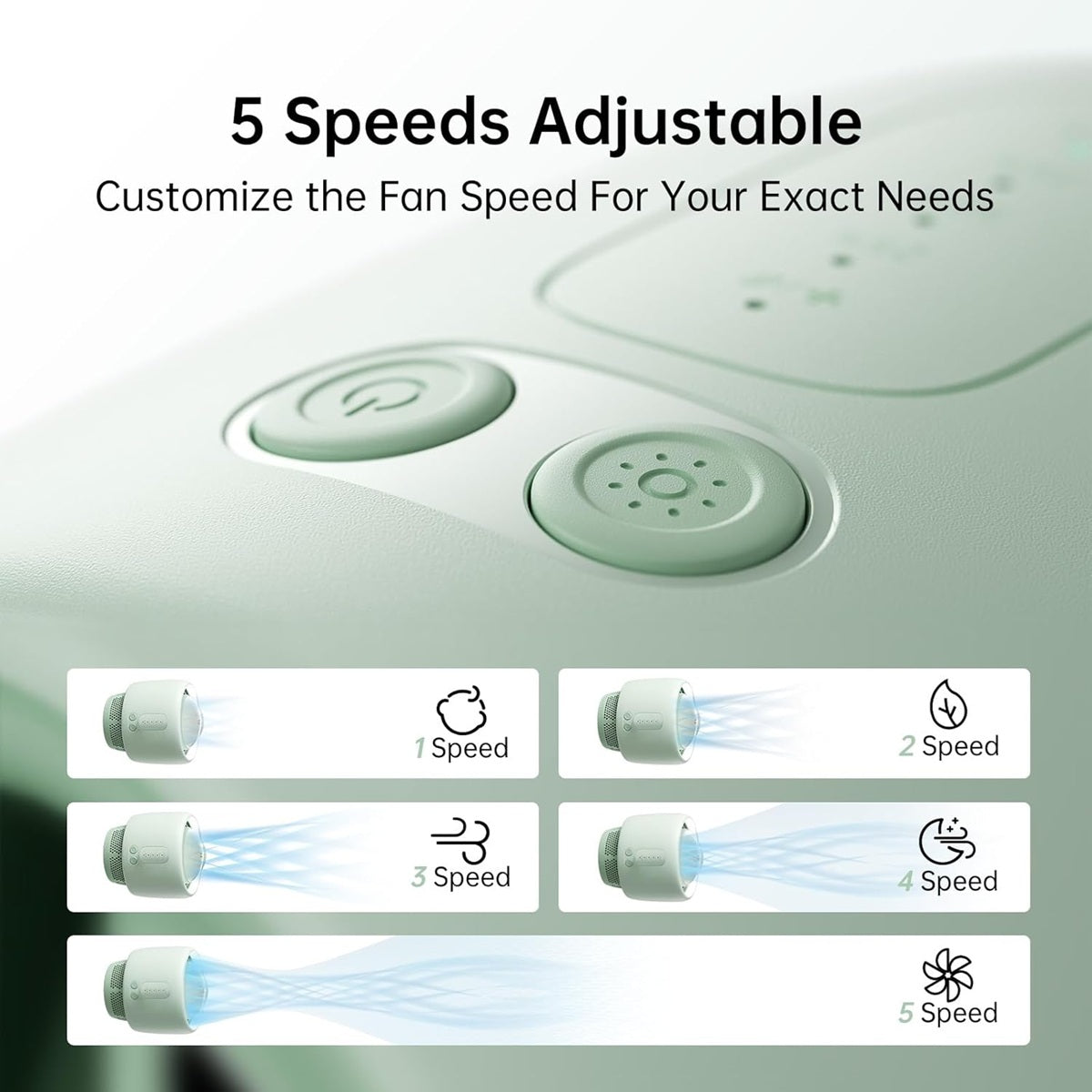 Life2 Bladeless Stroller Fan with adjustable 5 speeds for customizable cooling comfort