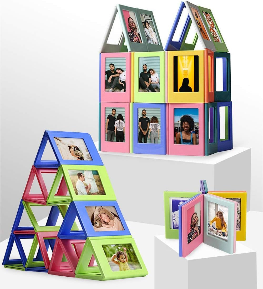 Colorful Magnetic Photo Frame Set for Displaying Pictures in Creative Arrangements