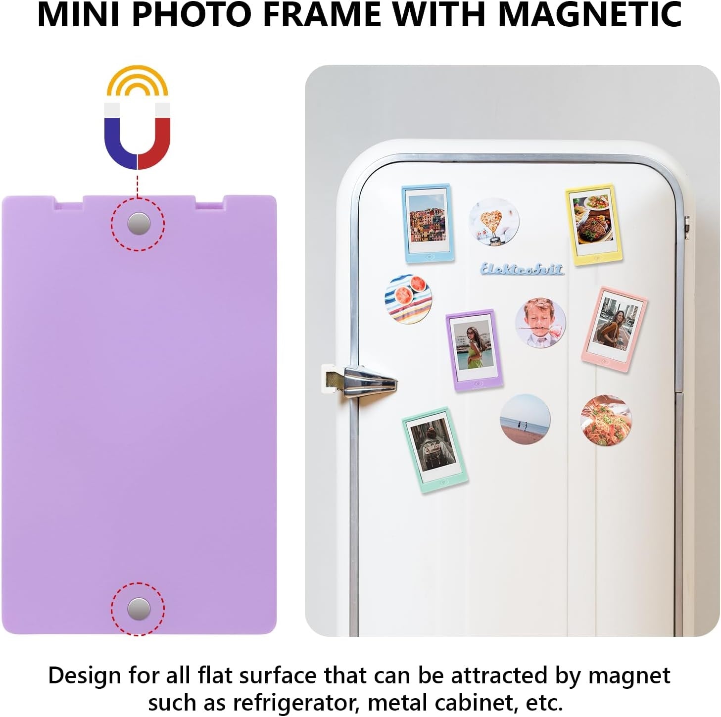 VMIDirect Magnetic Photo Frame in purple, ideal for displaying photos on magnetic surfaces like refrigerators