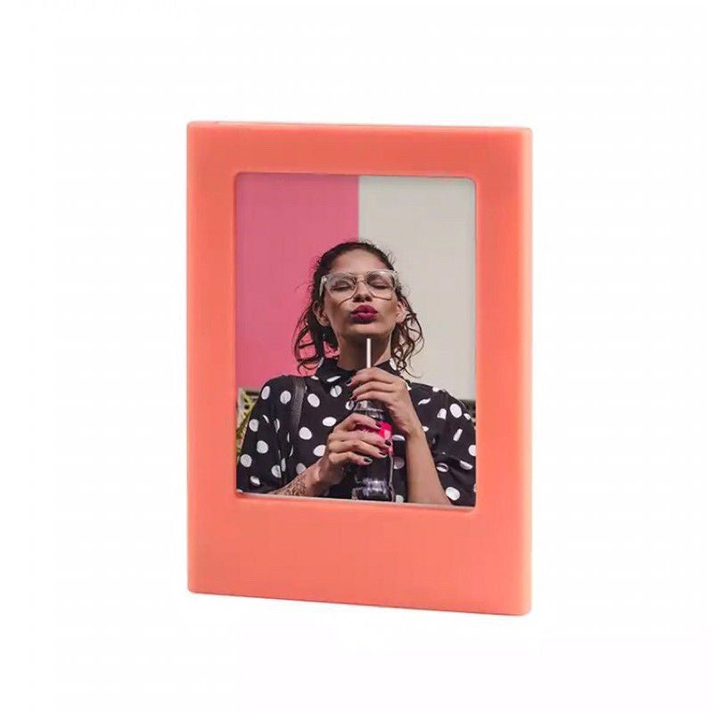 VMIDirect Magnetic Photo Frame in Coral Color Holding a Picture of a Woman with a Drink