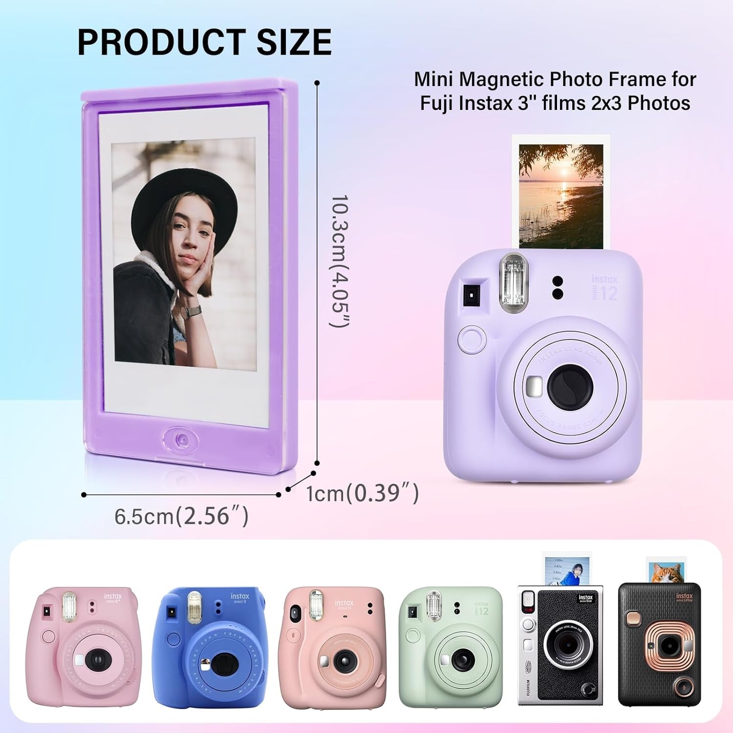 Mini Magnetic Photo Frame for Fuji Instax 3-inch films, available in various colors, perfect for 2x3 photos