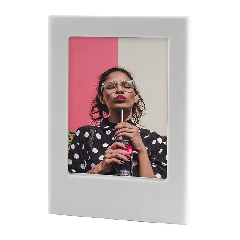 VMIDirect Magnetic Photo Frame in white showcasing a smiling woman holding a drink
