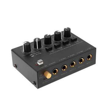XTUGA MAX400 Ultra Low Noise 4 Channel Line Stereo Mixer 4 Input 1 Output DC 5V Portable Mini Audio Mixer Microphone Guitar Bass Keyboard Mixers for Club Bar Stage Studio Keyboard Console Instrument Audio Interface Audio Mixer 4 channel Instrument Mixer