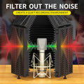 Foldable microphone isolation shield for creating a quiet recording environment