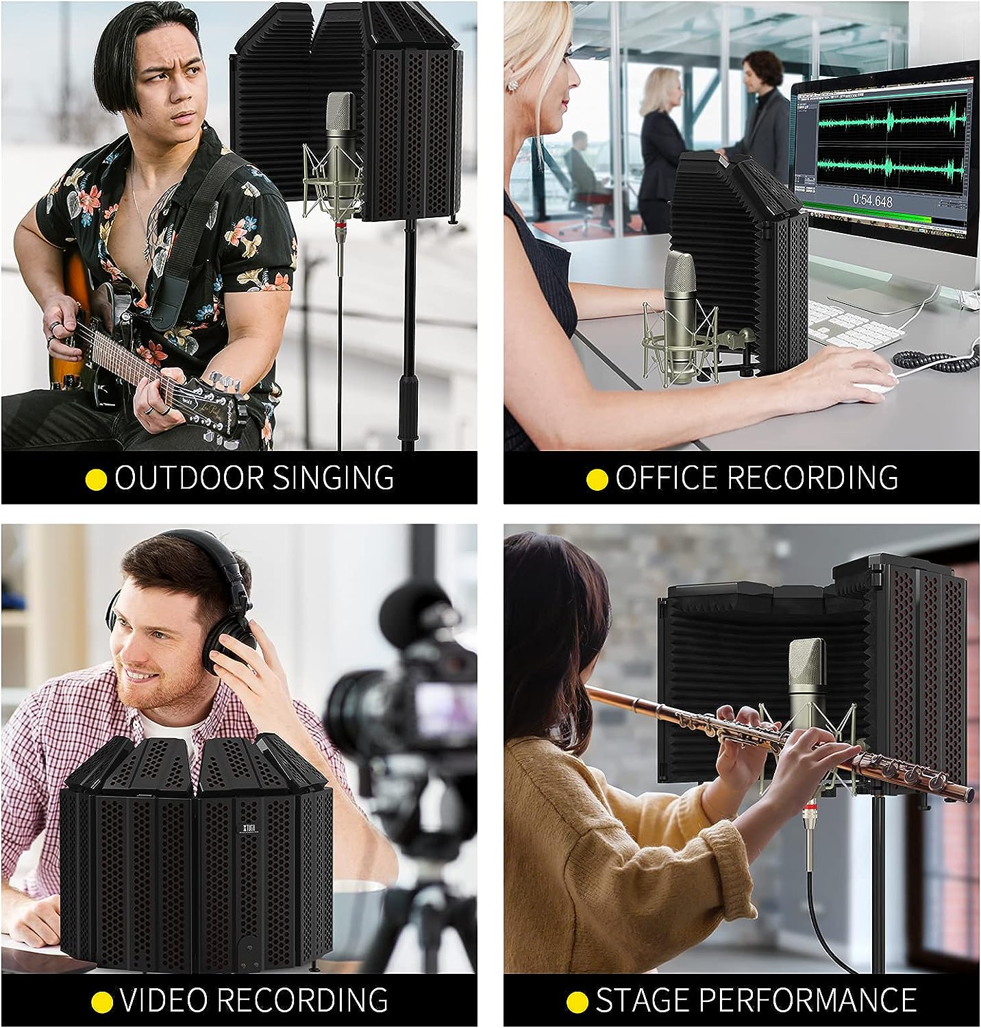 Foldable microphone isolation shield for versatile recording in various environments