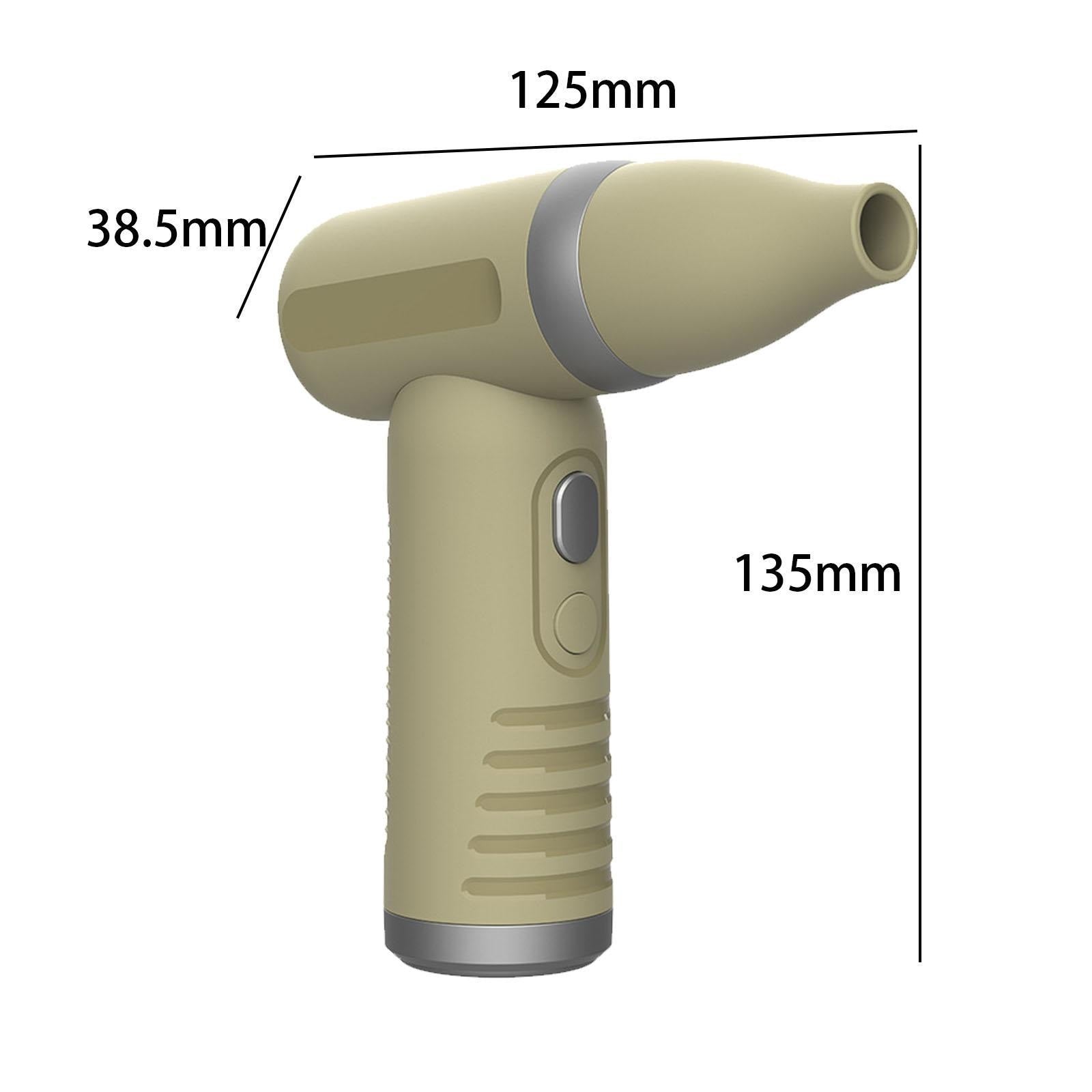 VMIDirect mini turbo fan in beige with ergonomic design and compact dimensions for easy portability