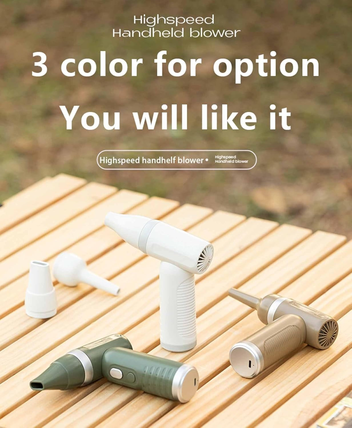 VMIDirect mini turbo fan in three colors for convenient handheld cooling on the go
